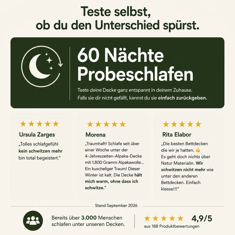 Alpaka Bettdecke aus 100% Alpakawolle - inkl. gratis Schlafratgeber