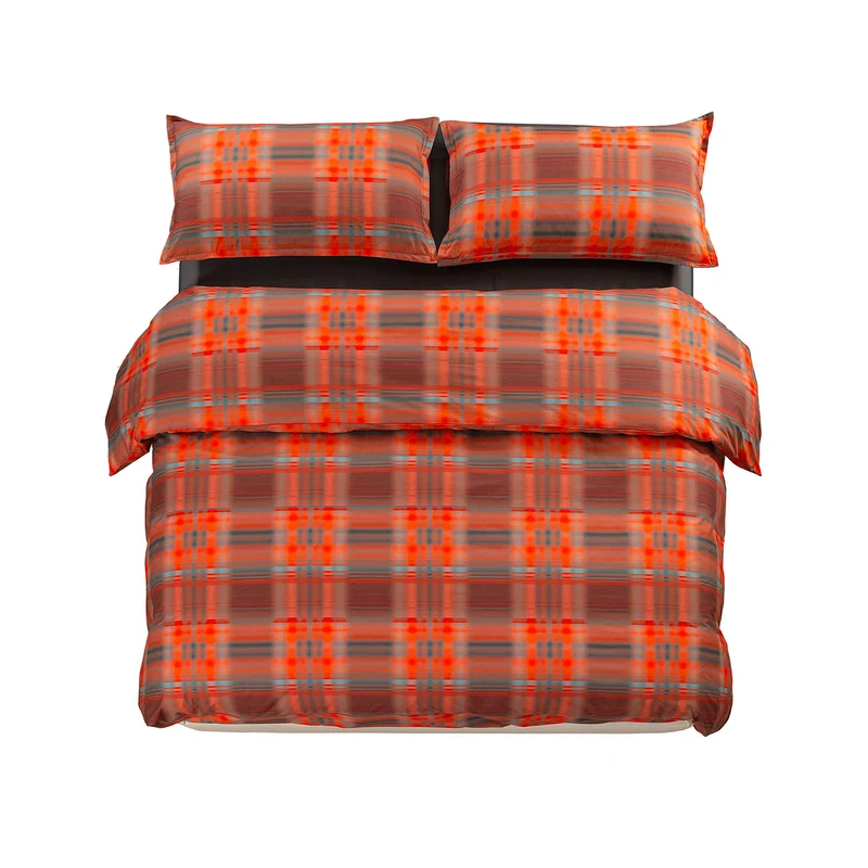 Copripiumino con federe hazy tartan in Percalle