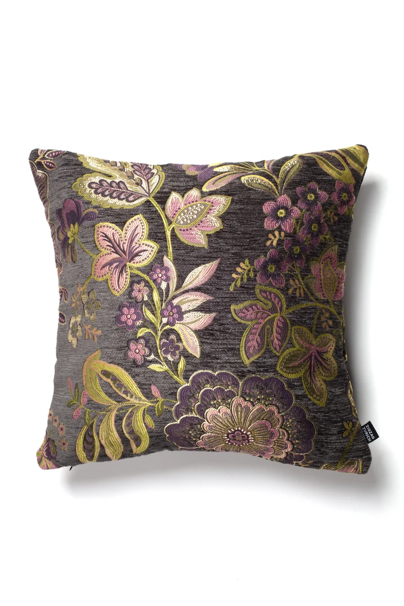 Floral Cushion "Botanica" - Grey