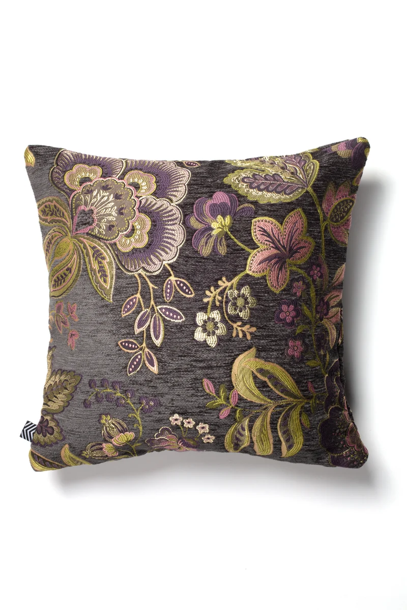 Floral Cushion "Botanica" - Grey