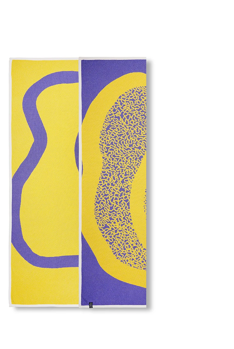 Cotton Blanket “Merging Islands” in Yellow by Roland Schär