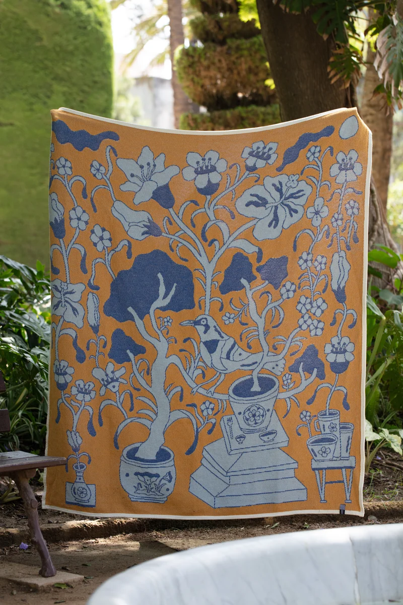 Cotton Blanket “Botanical” by Jacco Bunt