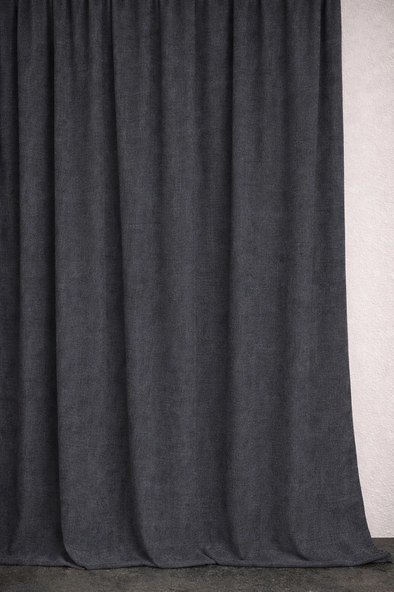 Wool & Linen Curtains "Lana Lino" in Anthracite Color