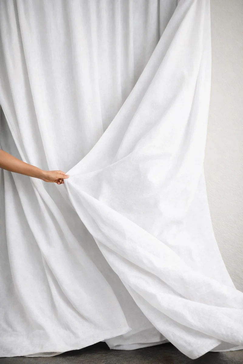 Wool & Linen Curtains "Lana Lino" in White Color
