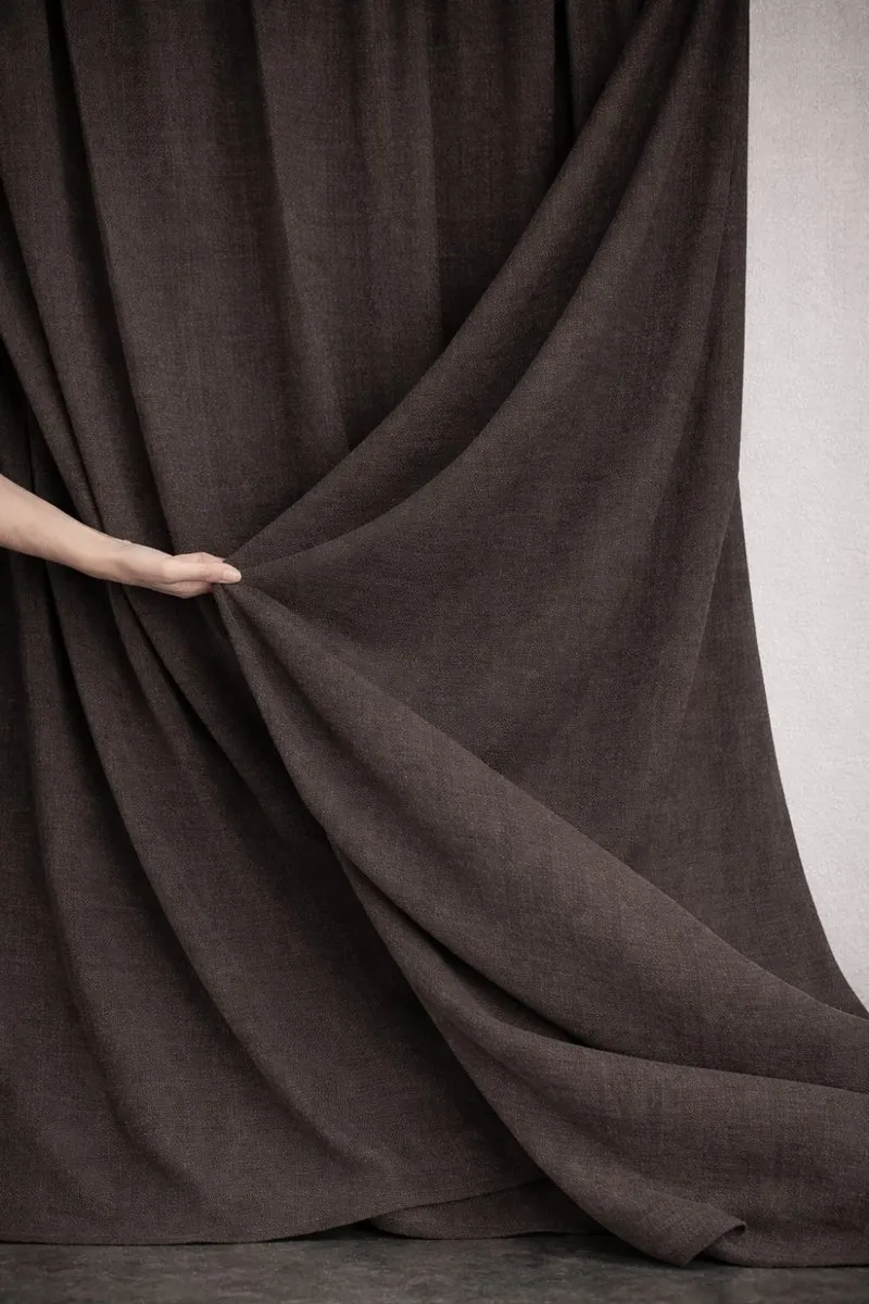Wool & Linen Curtains "Lana Lino" in Brown Color