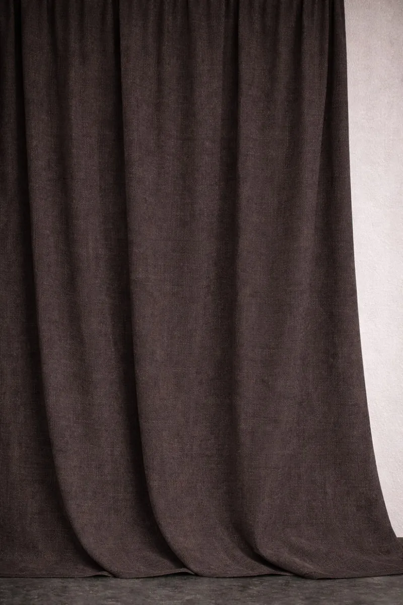 Wool & Linen Curtains "Lana Lino" in Brown Color