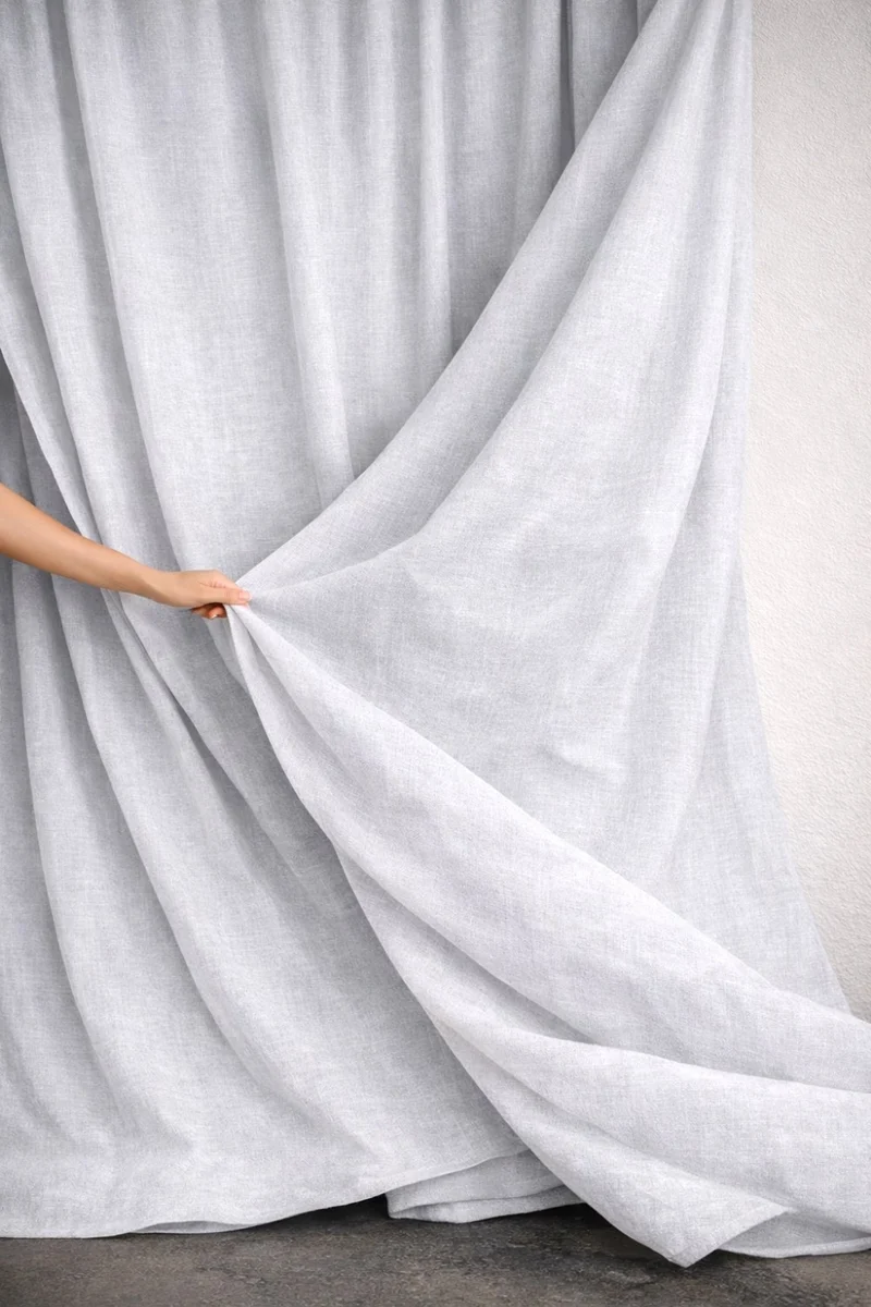 Wool & Linen Curtains "Lana Lino" in Light Grey Color