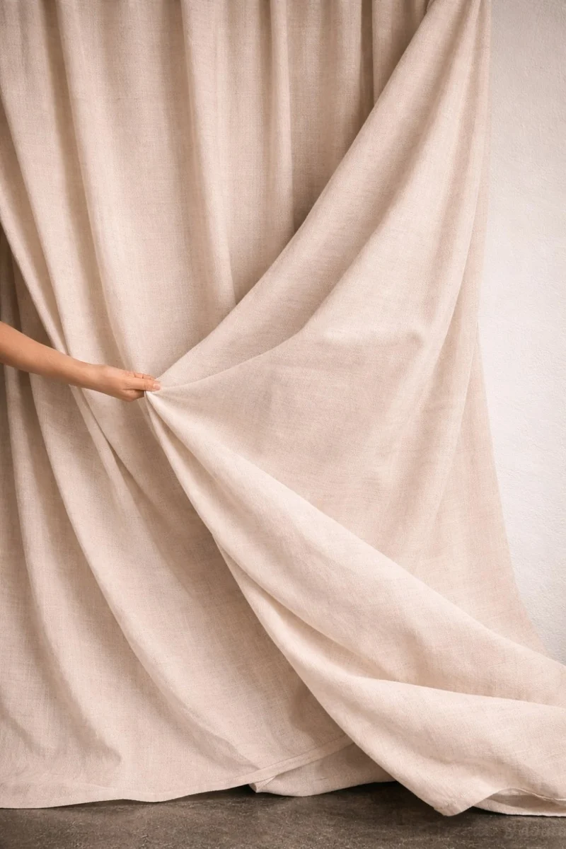 Wool & Linen Curtains "Lana Lino" in Beige Color