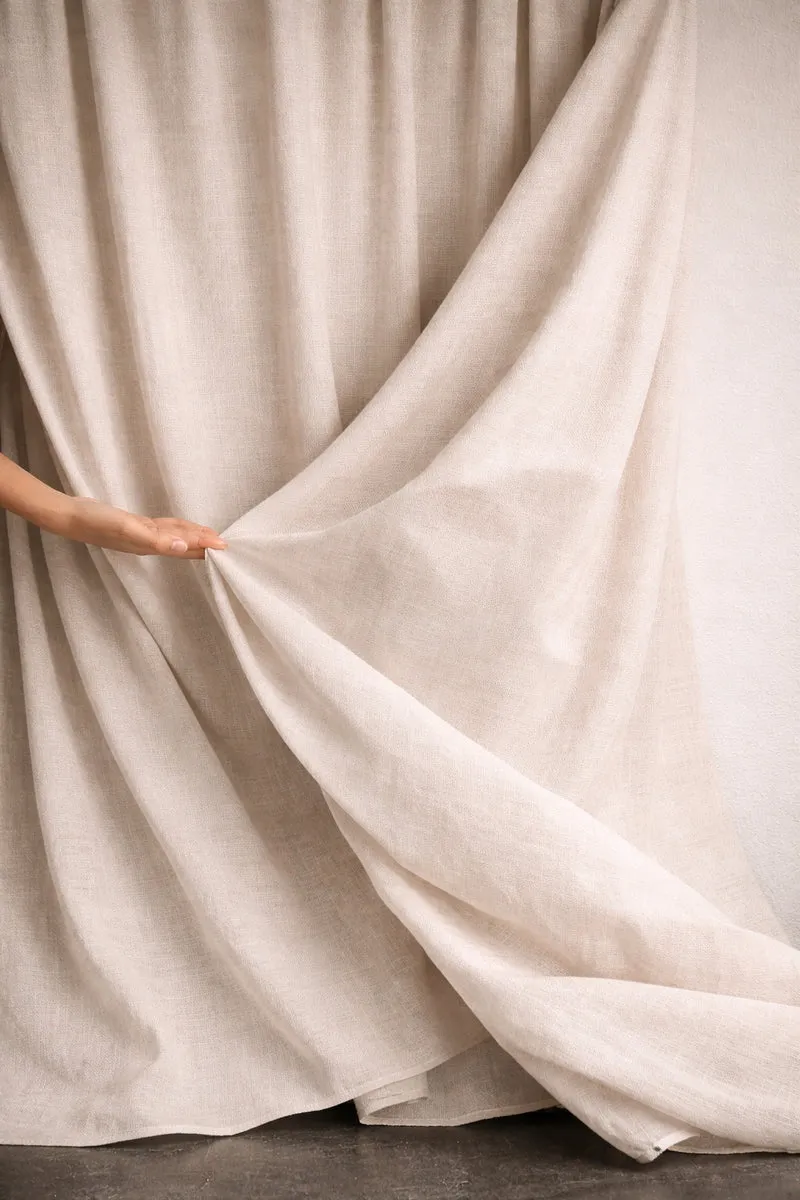 Wool & Linen Curtains "Lana Lino" in Natural White Color