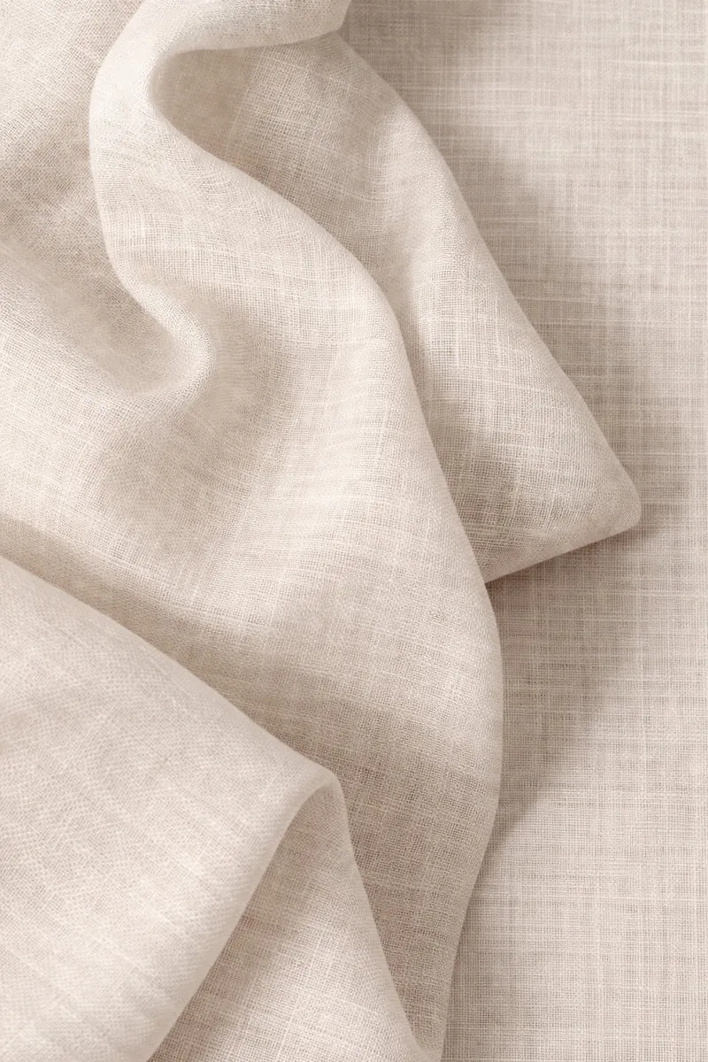 Wool & Linen Curtains "Lana Lino" in Natural White Color