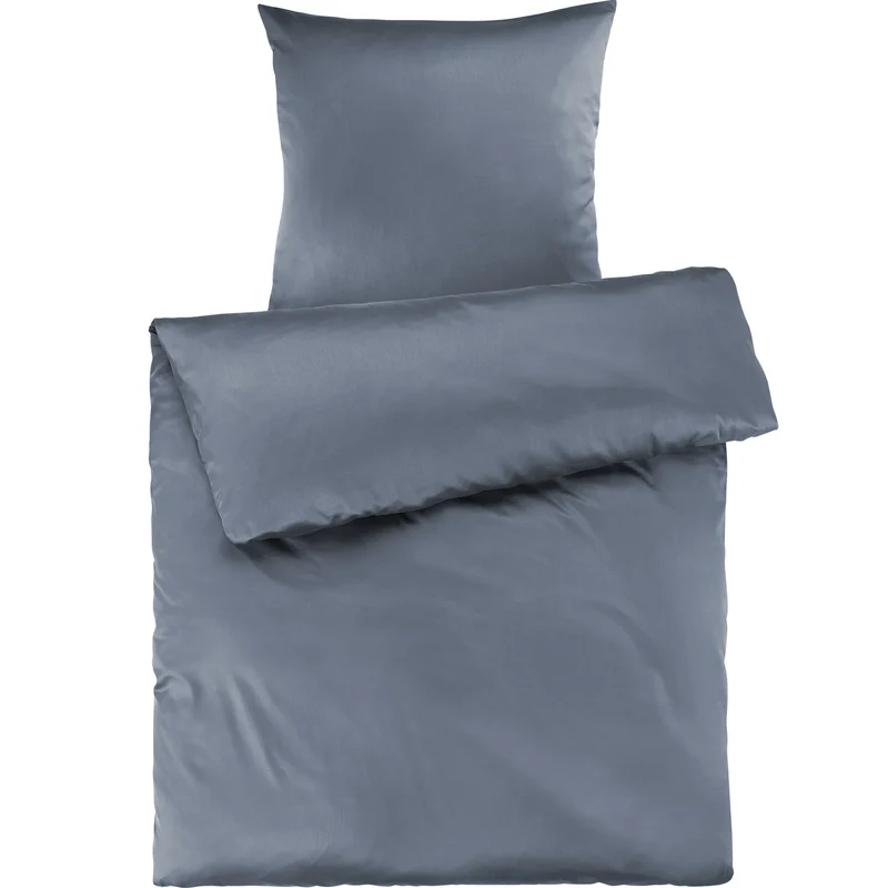 Mako Satin Bettwäsche - Pure Label - Stahlblau - 155x220 + 80x80cm