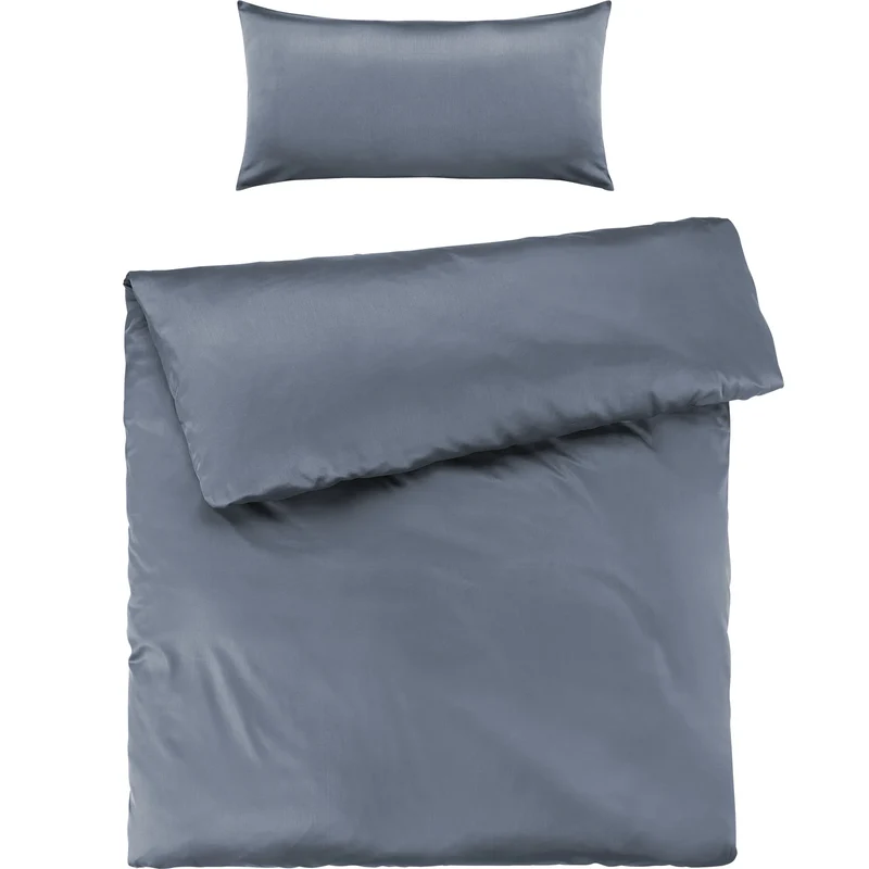 Mako Satin Bettwäsche - Pure Label - Stahlblau - 155x220 + 40x80cm