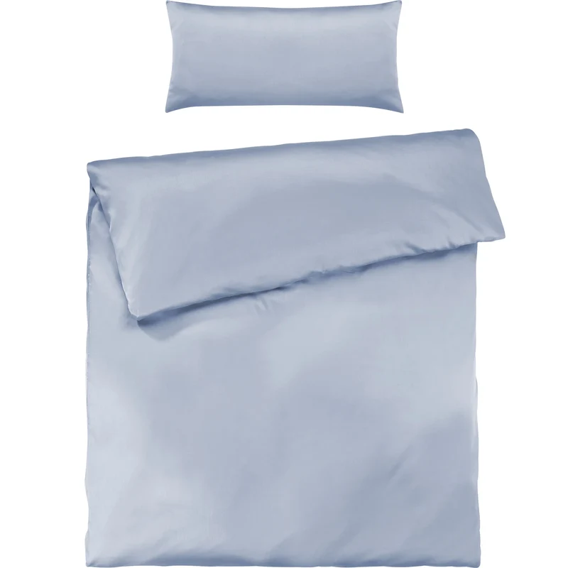 Mako Satin Bettwäsche - Pure Label - Ice Blau - 155x220 + 40x80cm