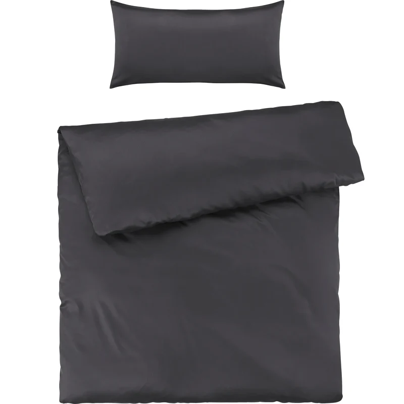 Mako Satin Bettwäsche - Pure Label - Anthrazit - 155x220 + 40x80cm