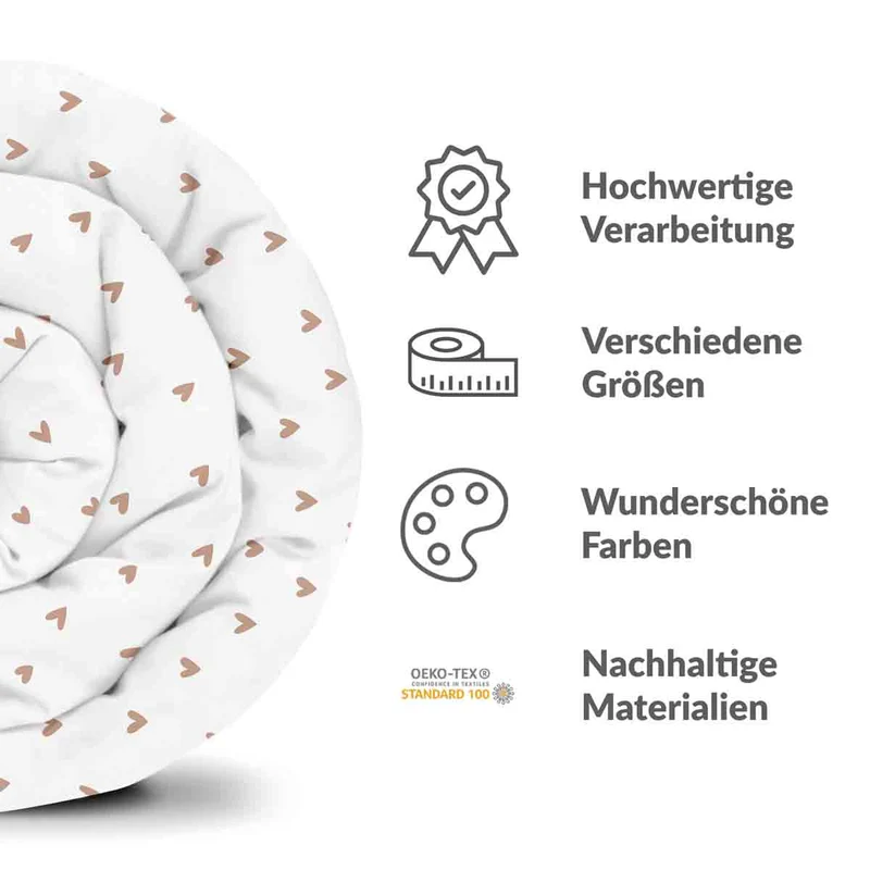 Therapiedecken Bettwäschen Set Weiß mit Herzchen