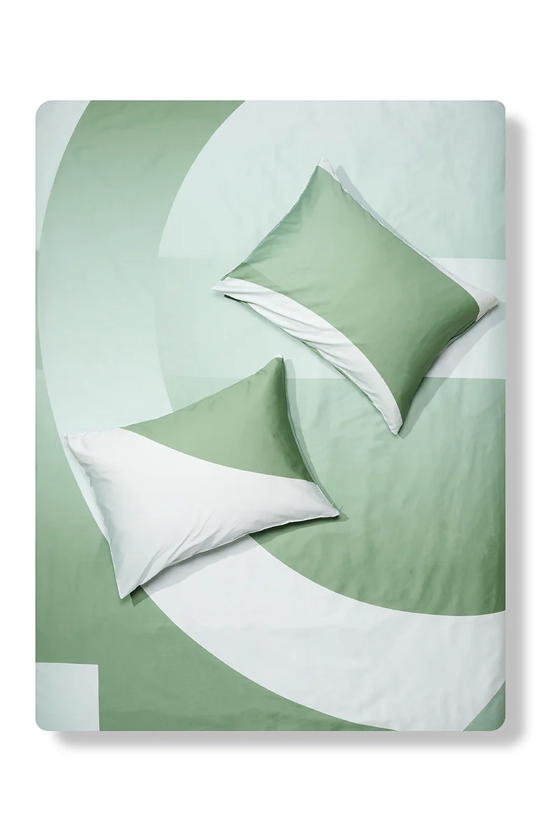 Artist Bedding "Bedtime Tangents Daily Green" by Dario Cortese