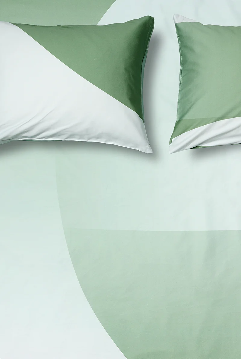 Artist Bedding "Bedtime Tangents Daily Green" by Dario Cortese
