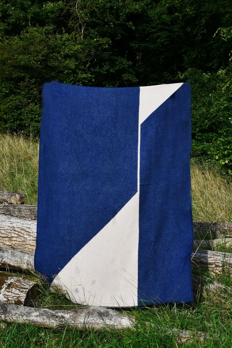 Wool Blanket "Cut-Up Blue" by Ulla Pedersen