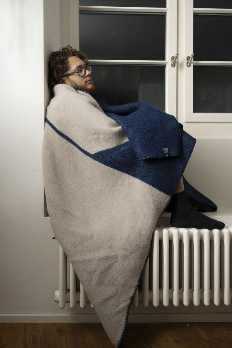 Wool Blanket "Cut-Up Blue" by Ulla Pedersen