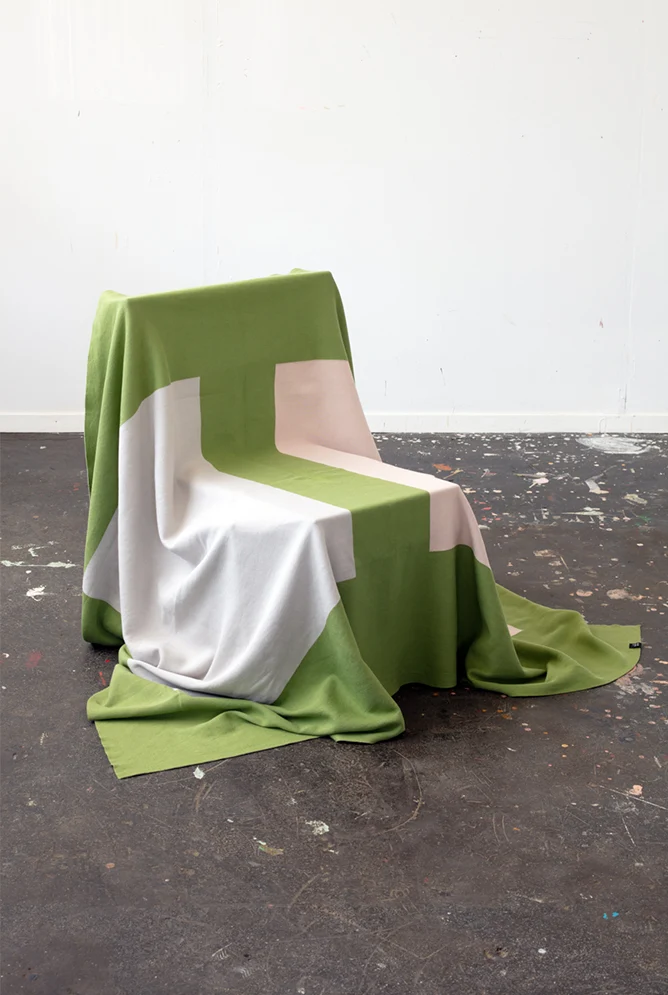 Knit Cotton Blanket "Two Fold Moss Green" by Michele Rondelli