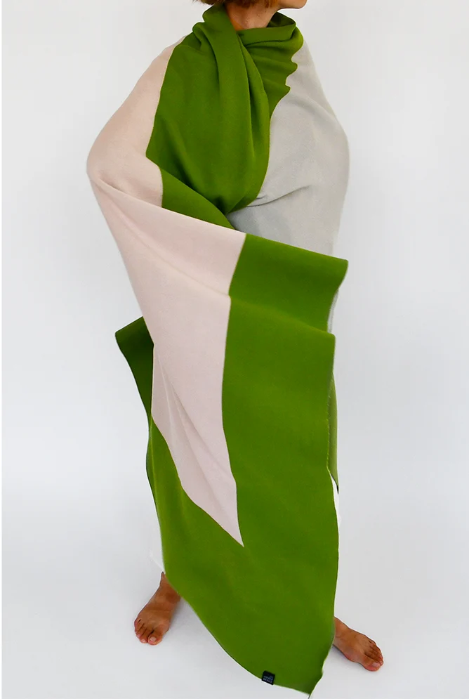 Knit Cotton Blanket "Two Fold Moss Green" by Michele Rondelli