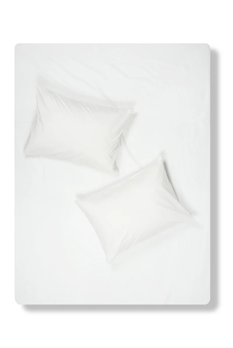 Percale Cotton Summer Cuff Sheet – White / White