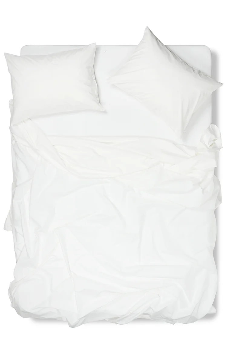 Percale Cotton Summer Cuff Sheet – White / White