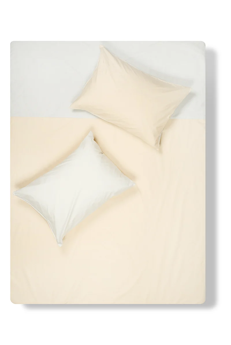 Percale Cotton Summer Cuff Sheet – Sand / Light Grey