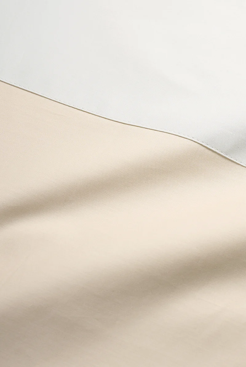 Percale Cotton Summer Cuff Sheet – Sand / Light Grey