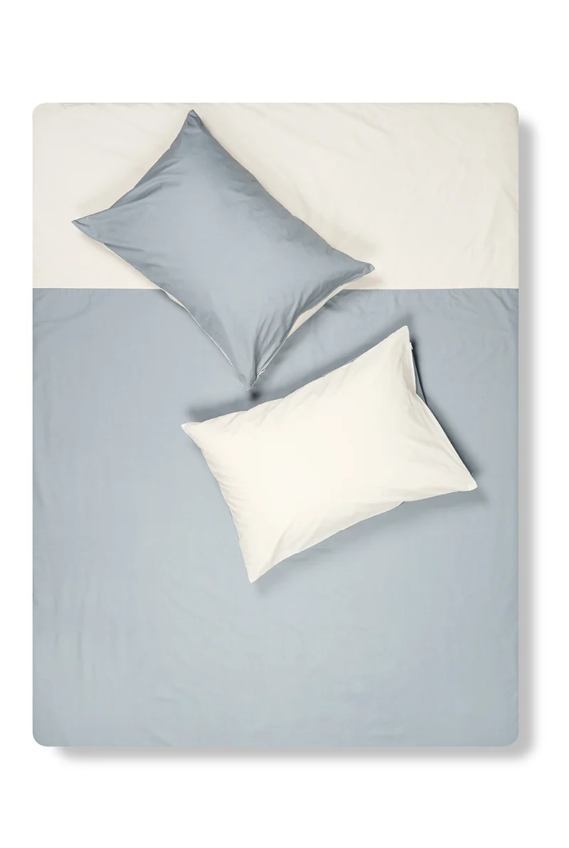 Percale Cotton Summer Cuff Sheet – Petrol / Midgrey