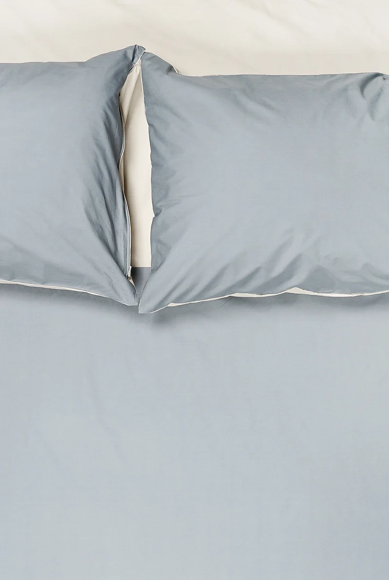 Percale Cotton Summer Cuff Sheet – Petrol / Midgrey