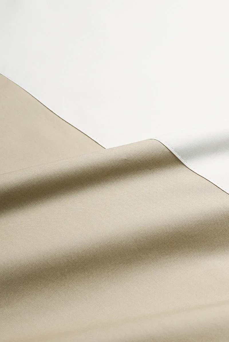 Percale Cotton Summer Cuff Sheet – Pelican Green / Light Grey