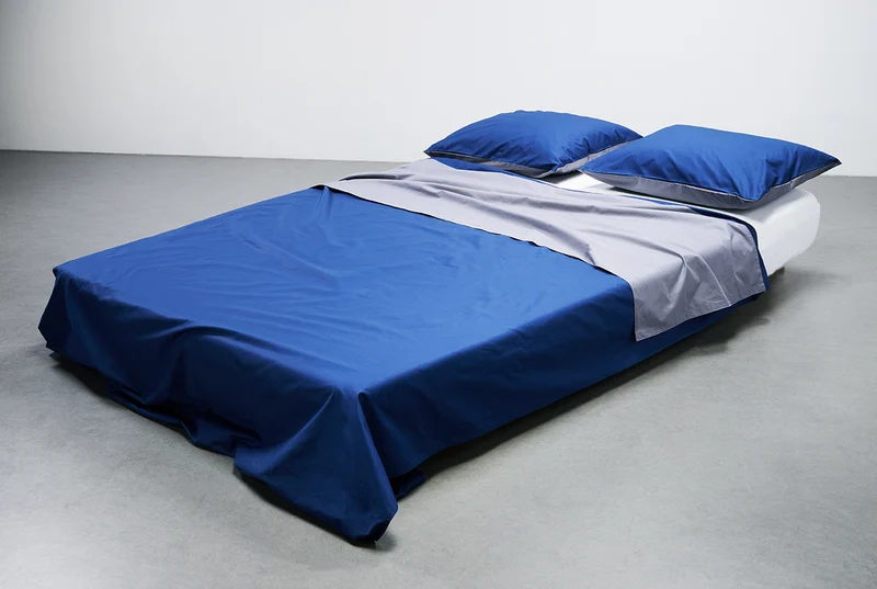Percale Cotton Summer Cuff Sheet – Marine / Anthracite