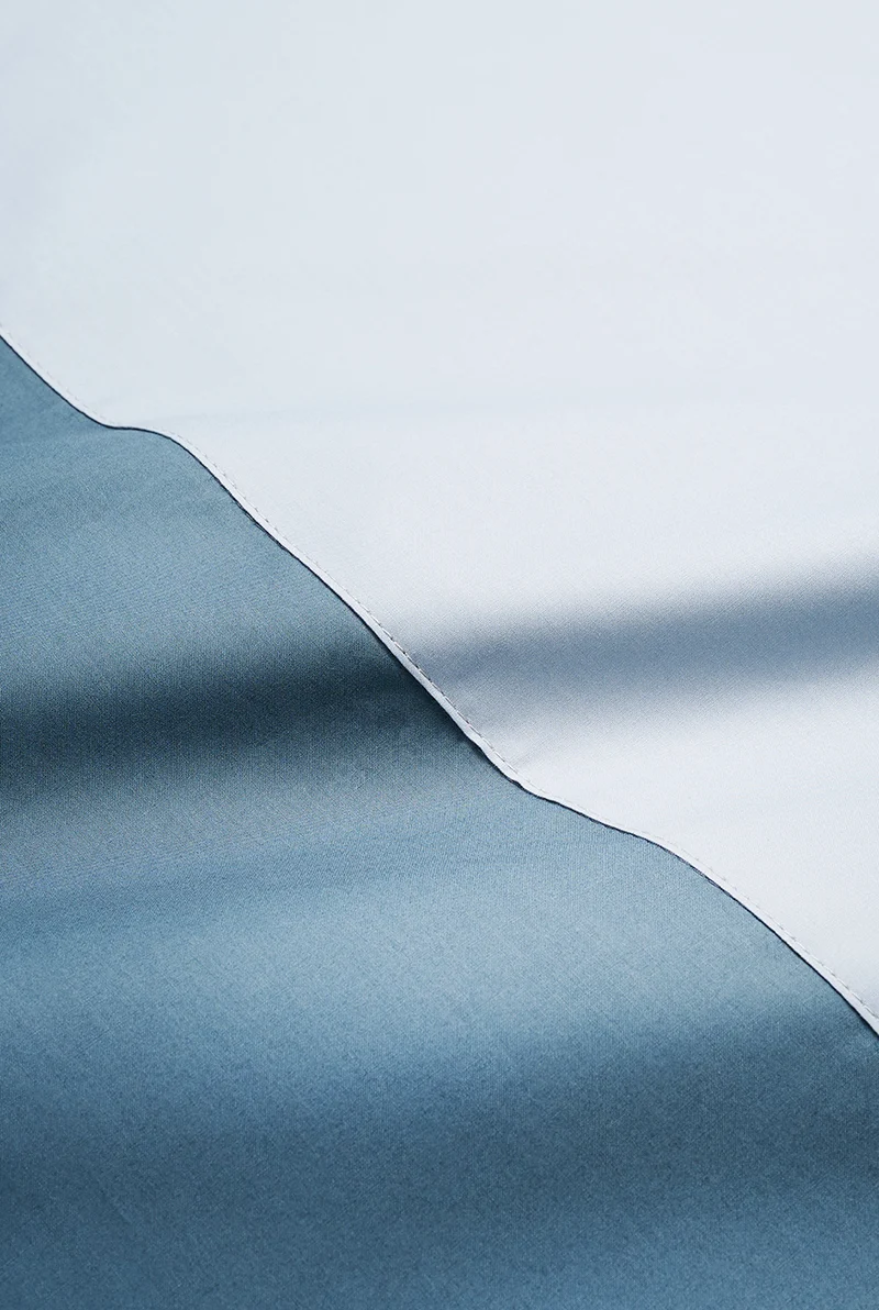 Percale Cotton Summer Cuff Sheet - Nickel / Powder Blue