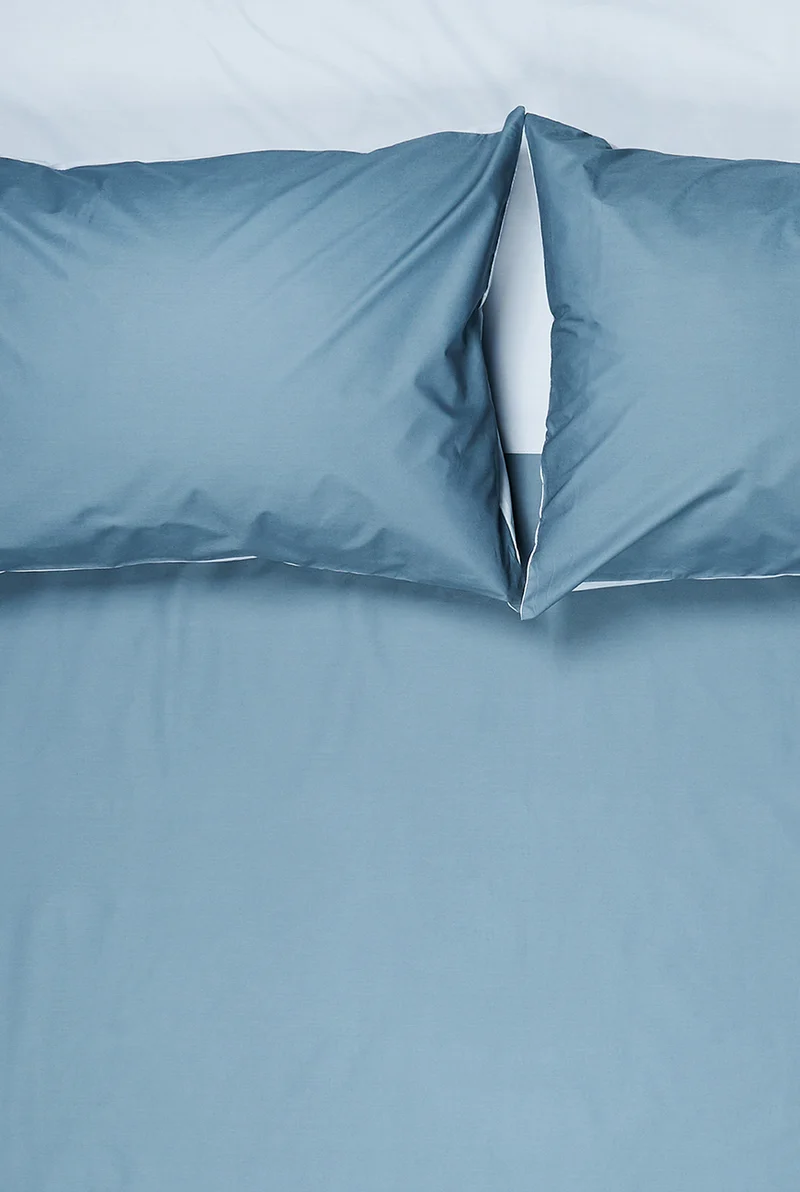 Percale Cotton Summer Cuff Sheet - Nickel / Powder Blue