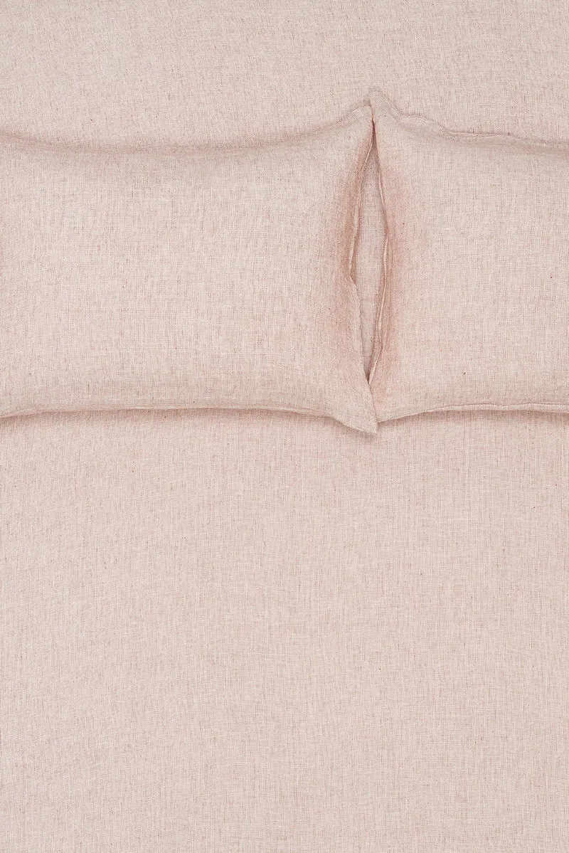 Linen Bedding Small Check in Rust Color