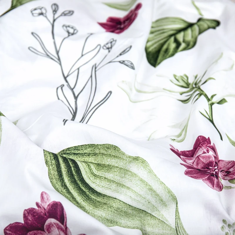 Renforcé Bettwäsche "Blumen" - Weiß - 2x135x200 + 2x 40x80 cm
