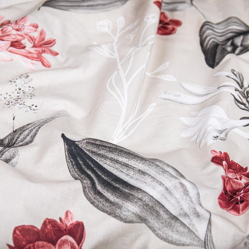 Renforcé Bettwäsche "Blumen" - Beige - 2x135x200 + 2x 80x80 cm