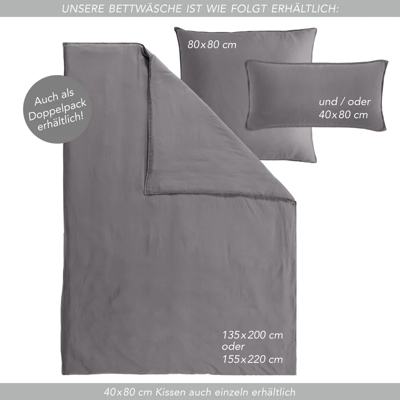 Halbleinen Bettwäsche - Rost - 155x220cm + 80x80cm + 40x80cm