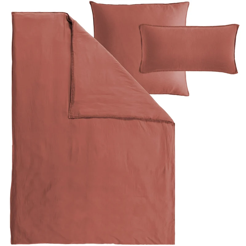 Halbleinen Bettwäsche - Rost - 155x220cm + 80x80cm + 40x80cm