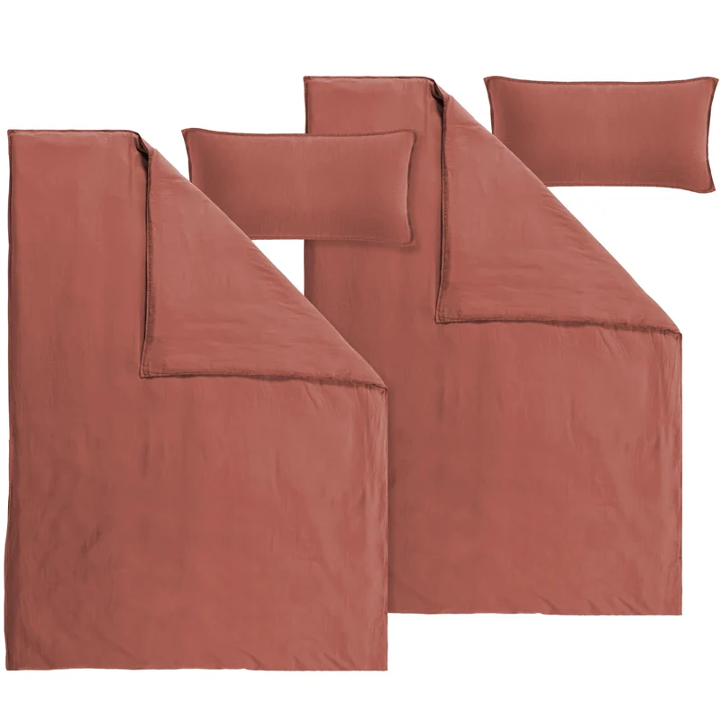 Halbleinen Bettwäsche - Rost - 155x220cm + 80x80cm + 40x80cm