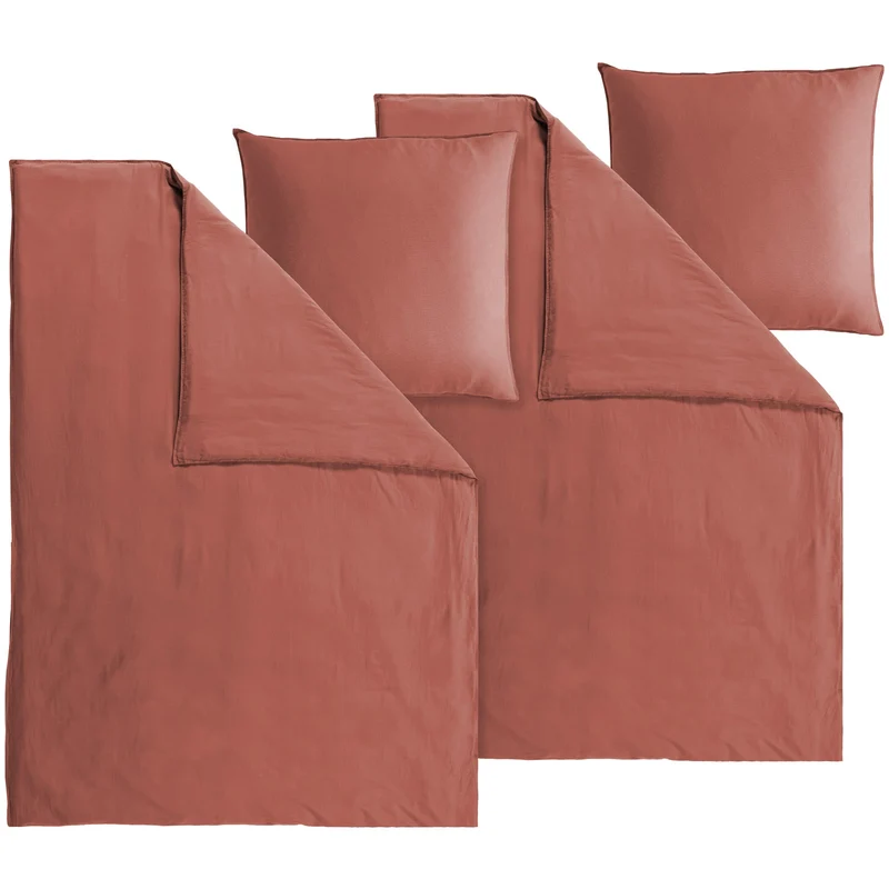 Halbleinen Bettwäsche - Rost - 155x220cm + 80x80cm + 40x80cm
