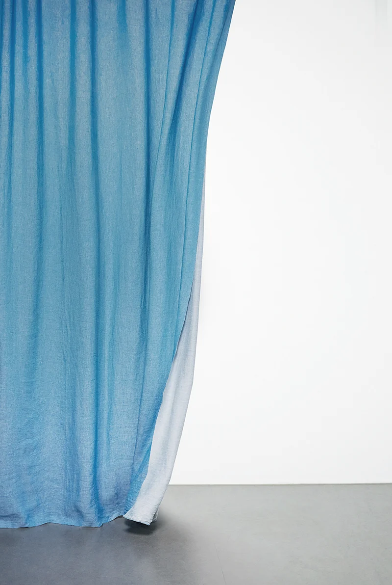 Linen Curtains Two Tone Stonewashed in Blue