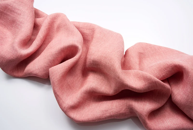 Linen Curtains Two Tone Stonewashed in Coral Red