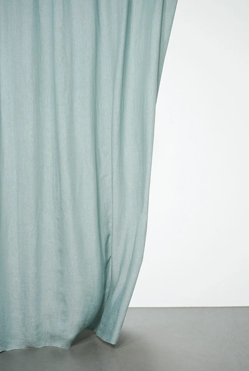 Linen Curtains Two Tone Stonewashed in Petrol Color