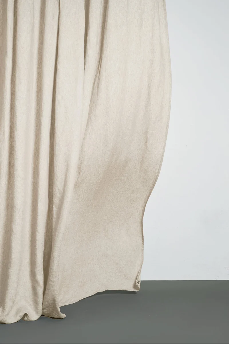 LINEN CURTAINS TWO TONE STONEWASHED IN SAND COLOR