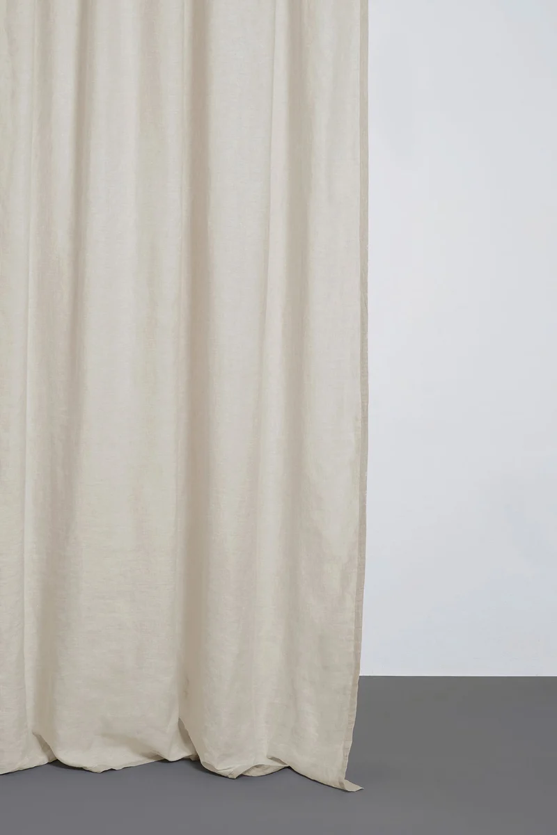 LINEN CURTAINS TWO TONE STONEWASHED IN SAND COLOR