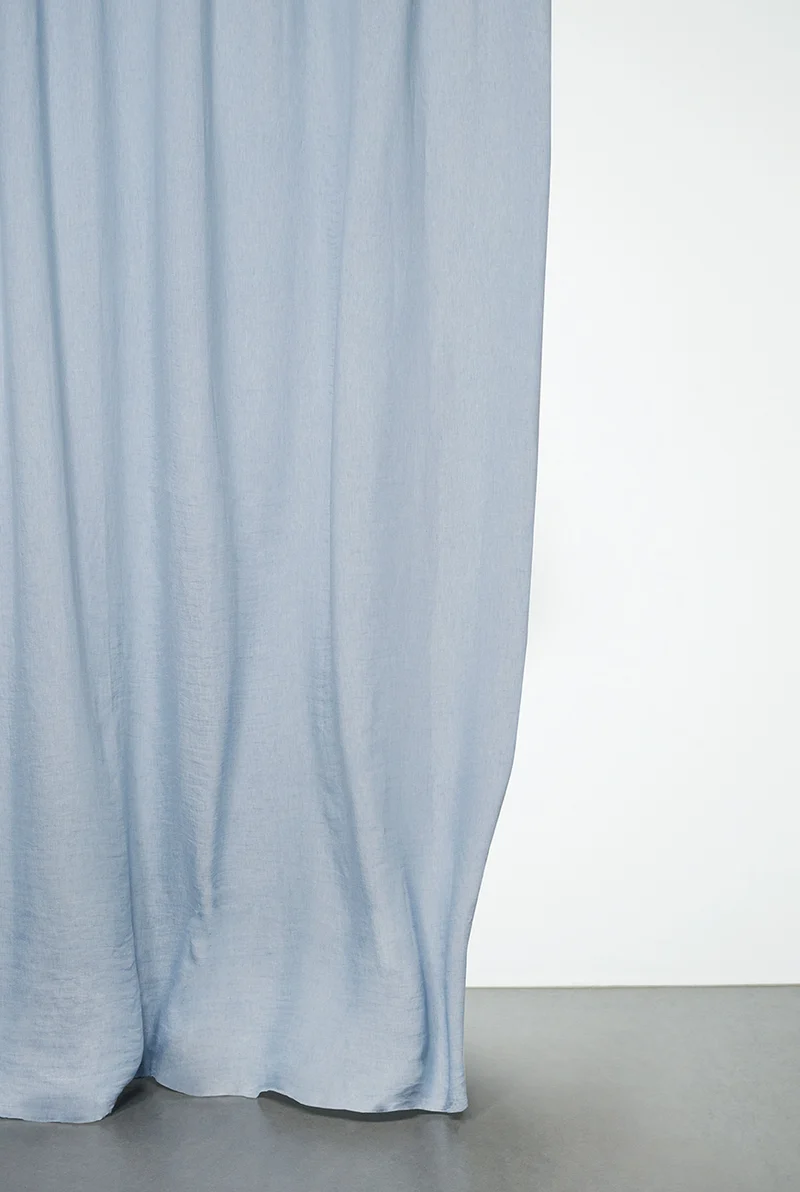 LINEN CURTAINS TWO TONE STONEWASHED IN LIGHT BLUE