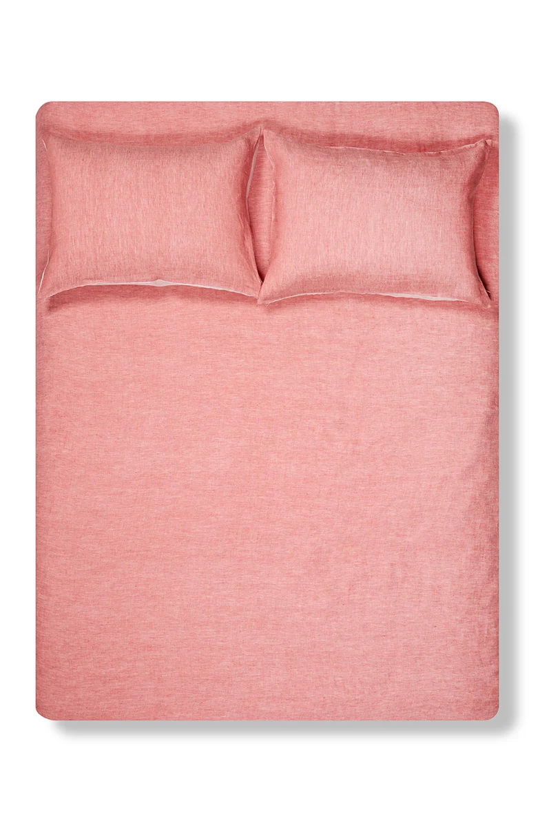 Linen Bedding Two Tone Stonewashed in Coral Red