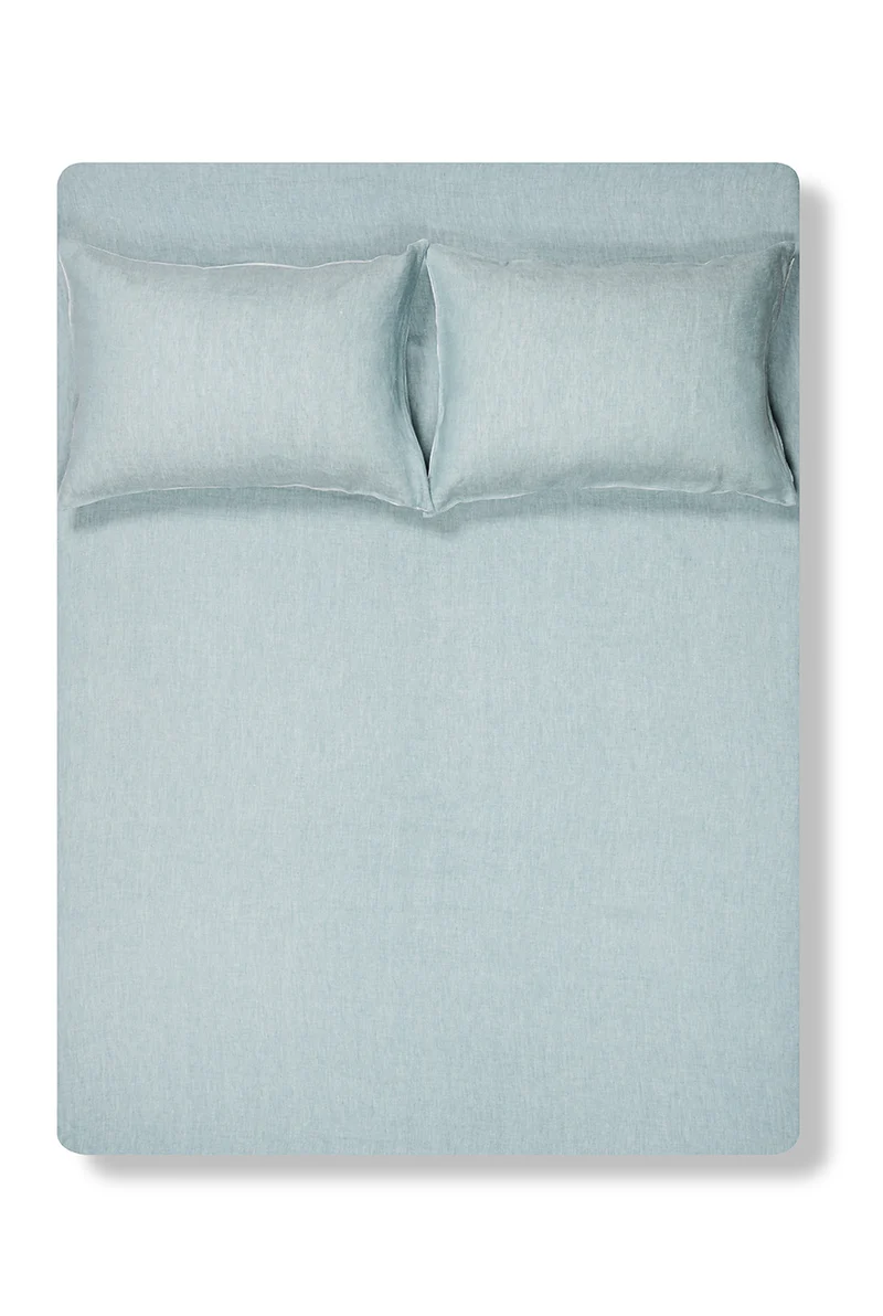 Linen Bedding Two Tone Stonewashed in Petrol